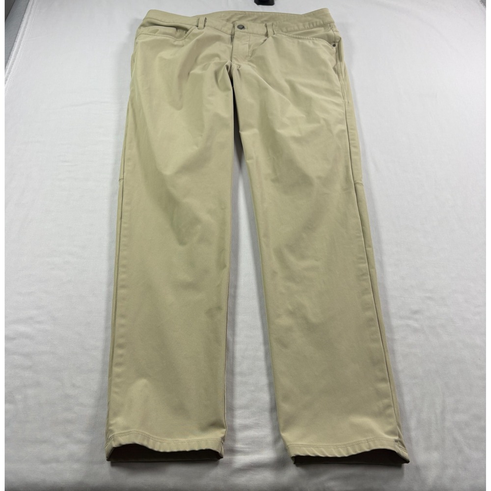 Lululemon ABC Pants Mens 36x32 Beige Chino Slim Fit Warpstreme Tech Chino Golf